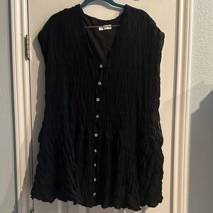 TALULAH Black Mini Pleated Dress with Pockets Casual Little Black Dress Tunic L